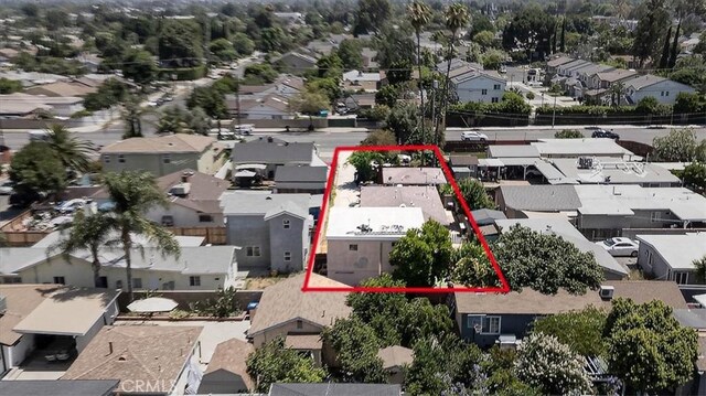 18713 Vanowen St, Reseda, CA 91335 - aerial perspective of suburban area featuring property parcel outlined