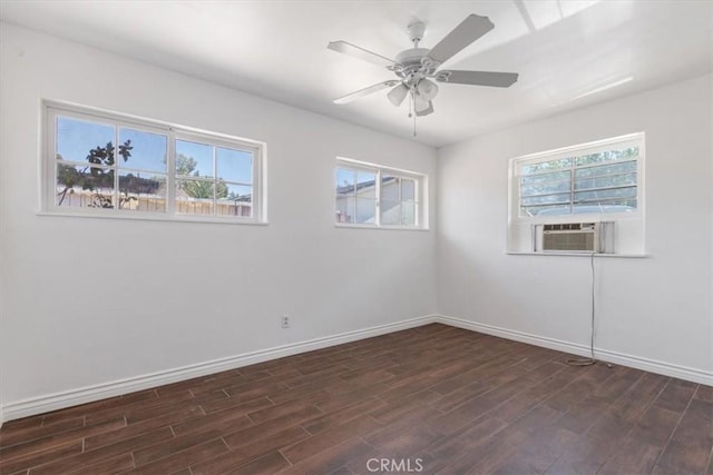 18713 Vanowen St, Reseda, CA 91335 - empty room with dark wood-style floors, cooling unit, and ceiling fan