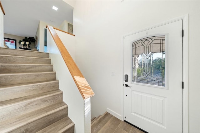 33851 Madera De Playa, Temecula, CA 92592 - entrance foyer featuring wood finished floors and stairs