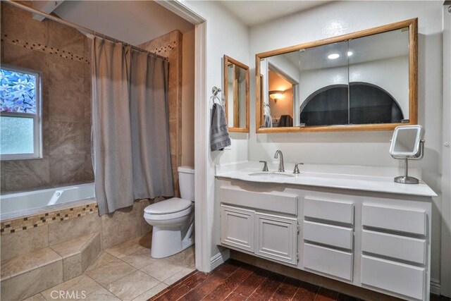 6073 Cameo St, Rancho Cucamonga, CA 91701 - full bathroom with vanity, tiled shower / bath, and wood finished floors