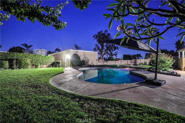 6073 Cameo St, Rancho Cucamonga, CA 91701 - view of swimming pool with a patio, a fenced backyard, and an outbuilding