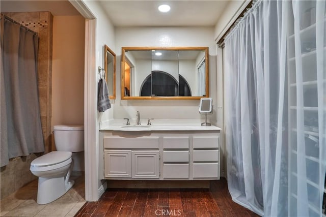 6073 Cameo St, Rancho Cucamonga, CA 91701 - bathroom featuring vanity, curtained shower, and recessed lighting