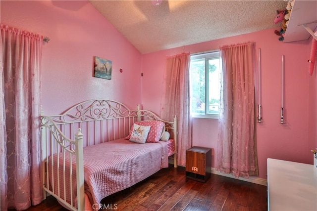 6073 Cameo St, Rancho Cucamonga, CA 91701 - bedroom featuring vaulted ceiling, hardwood / wood-style flooring, and a textured ceiling