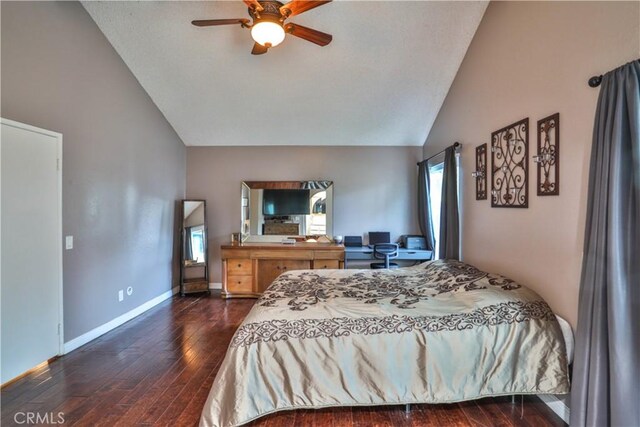 6073 Cameo St, Rancho Cucamonga, CA 91701 - bedroom with vaulted ceiling, multiple windows, hardwood / wood-style floors, and ceiling fan