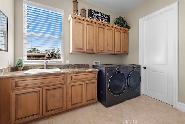 38150 Via Huerta, Murrieta, CA 92562 - laundry room featuring cabinet space, washing machine and dryer, plenty of natural light, and light tile patterned floors