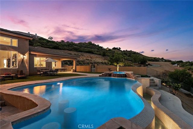 38150 Via Huerta, Murrieta, CA 92562 - view of pool featuring an in-ground hot tub, a fenced backyard, and a patio