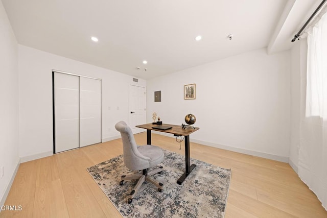 70 N Catalina Ave Unit 101, Pasadena, CA 91106 - office area with light wood finished floors, recessed lighting, and electric panel