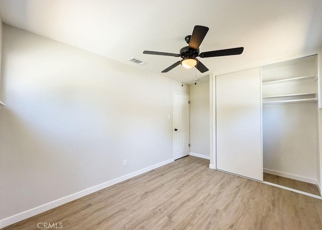 6692 Elm Ave, San Bernardino, CA 92404 - unfurnished bedroom featuring wood finished floors, a closet, and ceiling fan