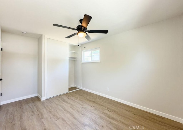 6692 Elm Ave, San Bernardino, CA 92404 - unfurnished bedroom featuring wood finished floors, a closet, and ceiling fan