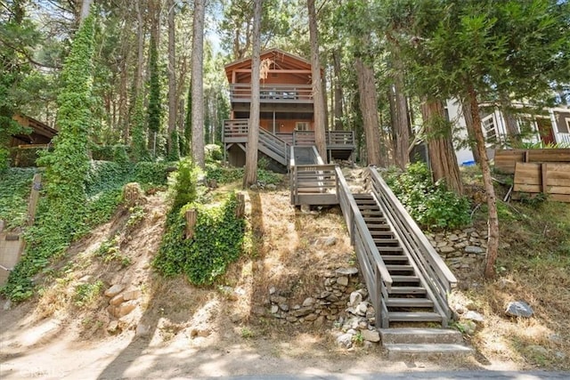 23717 Scenic Dr, Crestline, CA 92325 - view of front of house with stairs