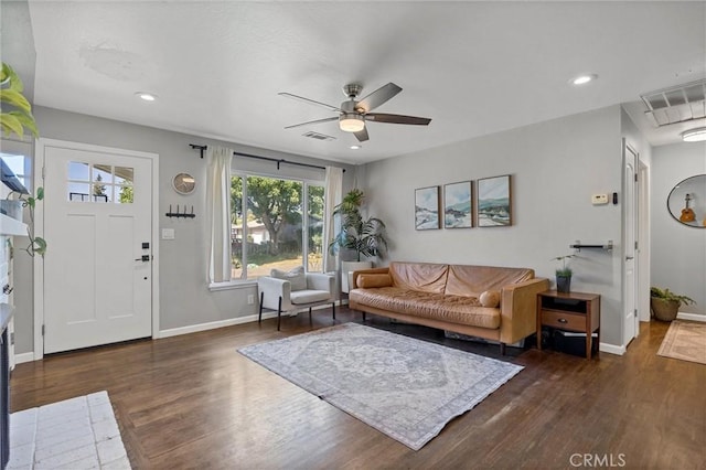 18 El Cerrito Dr, Chico, CA 95973 - living room featuring wood finished floors, ceiling fan, and recessed lighting