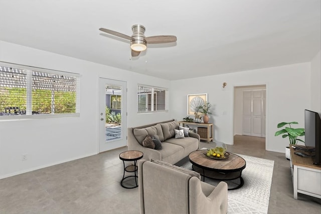 62171 Campanula St, Joshua Tree, CA 92252 - living area featuring a ceiling fan
