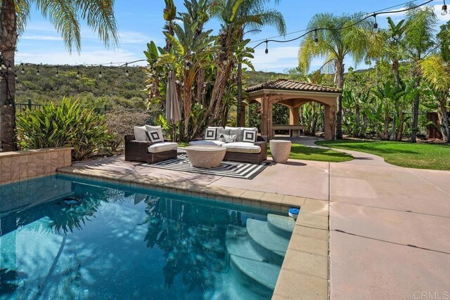 13388 Greenstone Ct, Scripps Miramar, CA 92131 - outdoor pool featuring a gazebo, an outdoor hangout area, and a patio