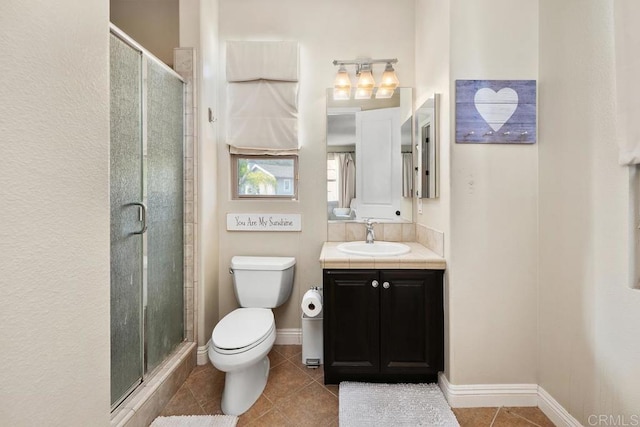 13388 Greenstone Ct, Scripps Miramar, CA 92131 - bathroom featuring vanity, a shower stall, and tile patterned flooring