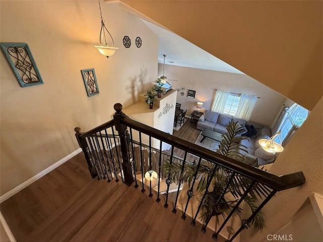 42523 56th St W, Lancaster, CA 93536 - staircase featuring wood finished floors and baseboards