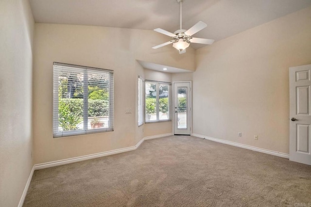 4956 Lamia Way, Oceanside, CA 92056 - carpeted empty room with a ceiling fan and vaulted ceiling