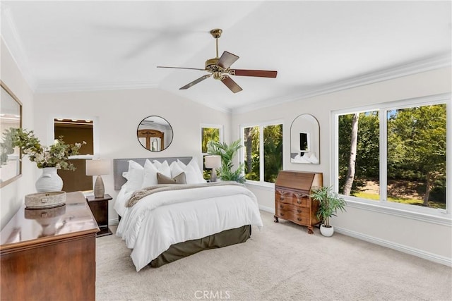 18 Argento, Mission Viejo, CA 92692 - carpeted bedroom with lofted ceiling, crown molding, and ceiling fan