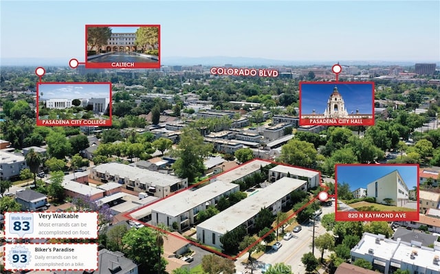820 N Raymond Ave, Pasadena, CA 91103 - aerial view of property and surrounding area with property boundaries highlighted