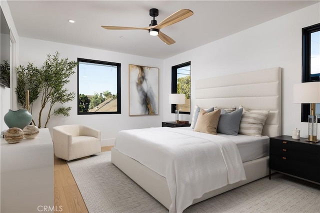 1315 Ocean Ave, Seal Beach, CA 90740 - bedroom featuring light wood finished floors, a ceiling fan, and recessed lighting
