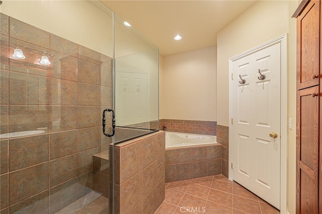2534 Desert Rose Dr, Lancaster, CA 93536 - full bath with a garden tub, tile patterned flooring, a stall shower, and recessed lighting
