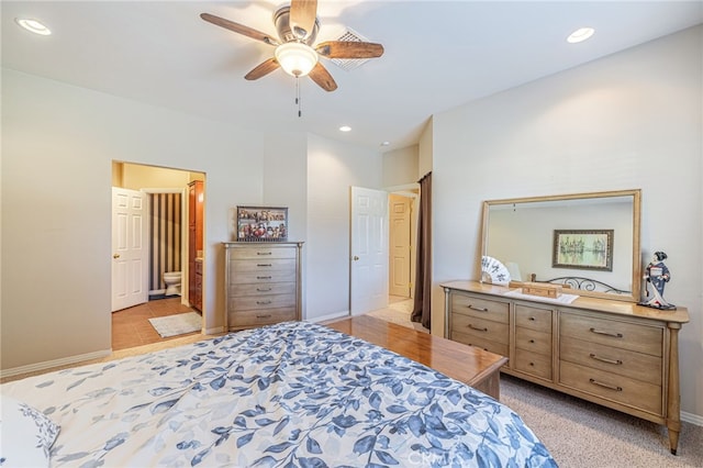 2534 Desert Rose Dr, Lancaster, CA 93536 - bedroom with ensuite bathroom, recessed lighting, and ceiling fan