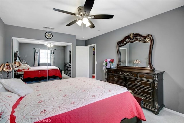 26810 Sugarite Canyon Dr, Moreno Valley, CA 92555 - bedroom featuring carpet floors, a closet, and ceiling fan