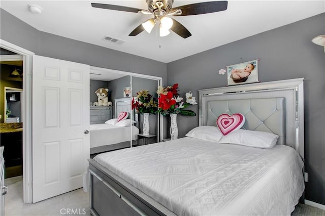 26810 Sugarite Canyon Dr, Moreno Valley, CA 92555 - bedroom with ceiling fan and light carpet