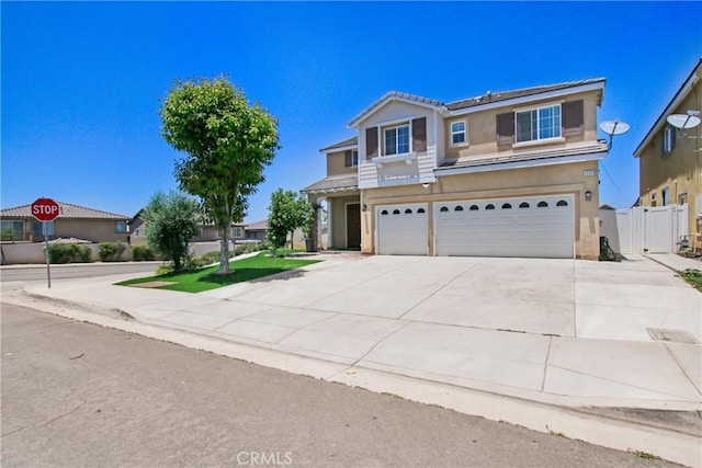 26810 Sugarite Canyon Dr, Moreno Valley, CA 92555 - traditional-style house with a garage, stucco siding, concrete driveway, and a tiled roof