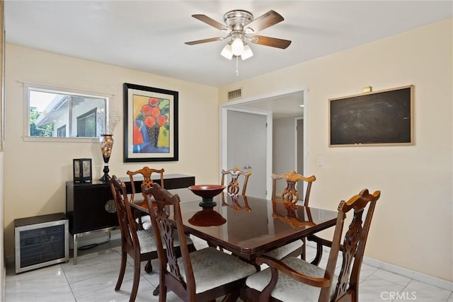 1094 Manzanita Ave, Chico, CA 95926 - dining space featuring a ceiling fan and wine cooler