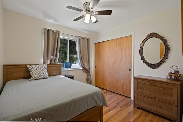 1094 Manzanita Ave, Chico, CA 95926 - bedroom featuring light wood-type flooring, a closet, and ceiling fan