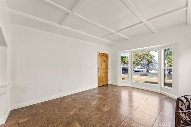 8727 S Harvard Blvd, Los Angeles, CA 90047 - unfurnished room with beamed ceiling and coffered ceiling