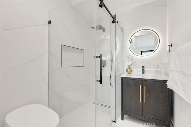 19031 Fowler Ave, North Tustin, CA 92705 - full bath with a marble finish shower and vanity