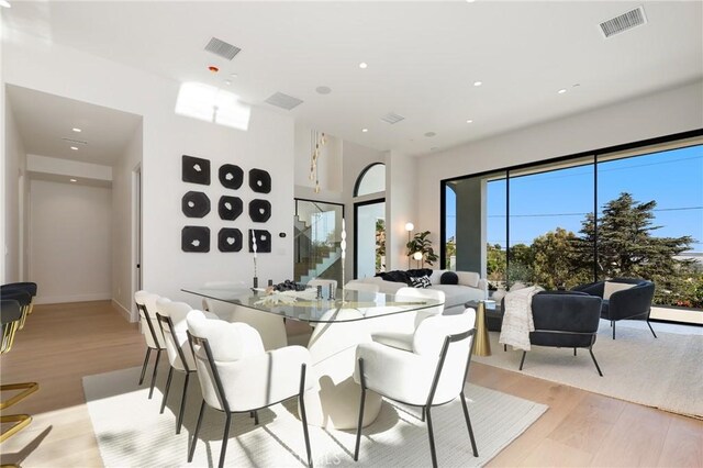 19031 Fowler Ave, North Tustin, CA 92705 - dining area with light wood-type flooring, plenty of natural light, and recessed lighting