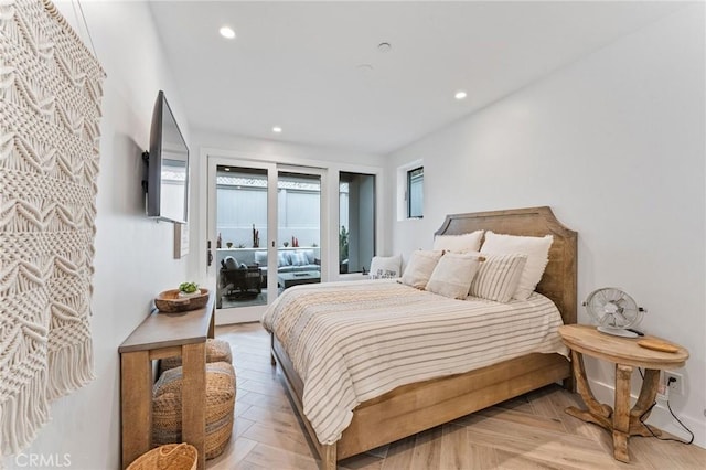 444 Morning Canyon Rd, Corona Del Mar, CA 92625 - bedroom with access to outside and recessed lighting