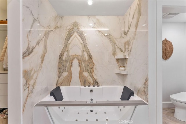 444 Morning Canyon Rd, Corona Del Mar, CA 92625 - full bathroom featuring a whirlpool tub and wood finished floors