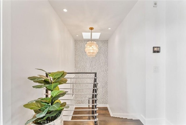 444 Morning Canyon Rd, Corona Del Mar, CA 92625 - staircase with a chandelier and recessed lighting
