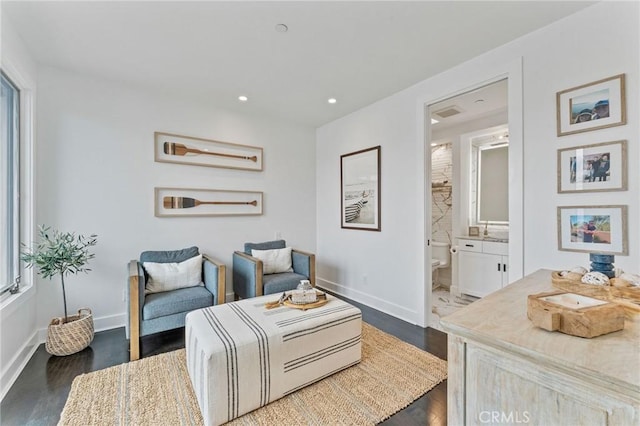 444 Morning Canyon Rd, Corona Del Mar, CA 92625 - sitting room with dark wood finished floors and recessed lighting