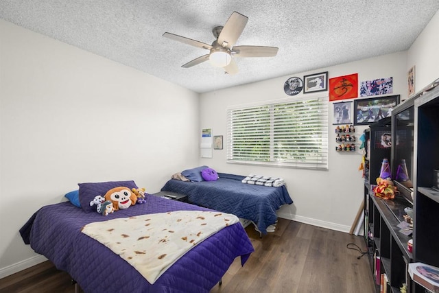 9847 Mission Vega Rd Unit 3, Santee, CA 92071 - bedroom with wood finished floors, a textured ceiling, and a ceiling fan