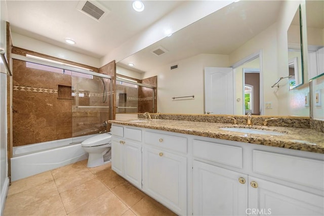 29212 Dean St, Laguna Niguel, CA 92677 - full bath with double vanity, bath / shower combo with glass door, tile patterned floors, and recessed lighting