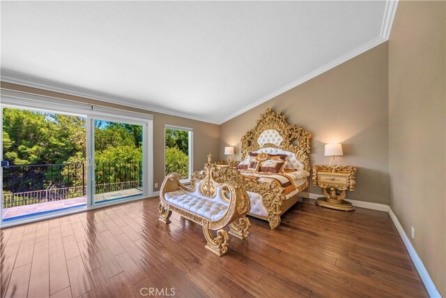 29212 Dean St, Laguna Niguel, CA 92677 - bedroom with wood finished floors, ornamental molding, and access to exterior