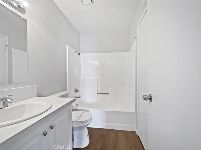 29923 Corte Cruzada, Menifee, CA 92584 - bathroom with vanity, shower / washtub combination, and wood finished floors