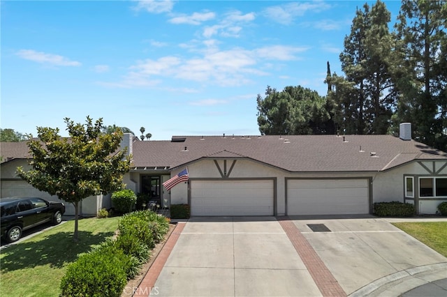 3197 Bexfield Ct, Riverside, CA 92503 - ranch-style home featuring driveway, an attached garage, stucco siding, and a front lawn
