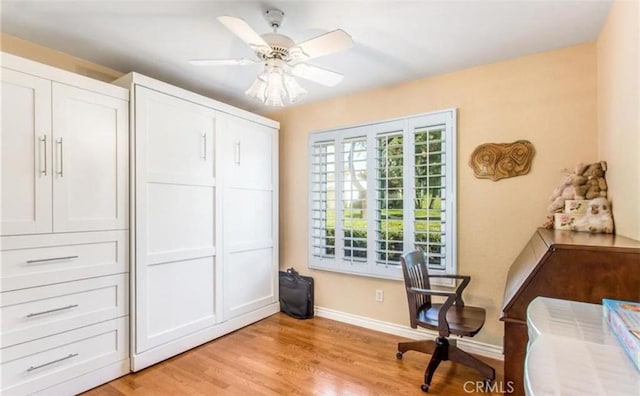 856 Ardmore Cir, Redlands, CA 92374 - home office featuring light wood finished floors and ceiling fan