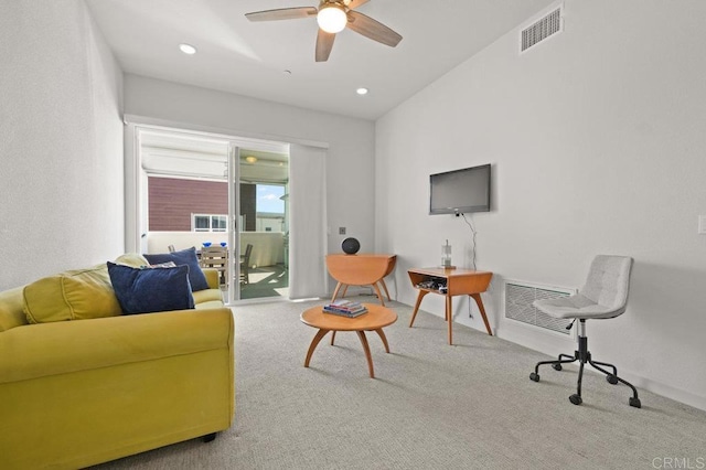 2035 Bravo Loop Unit 6, Chula Vista, CA 91915 - living area with carpet flooring, a ceiling fan, and recessed lighting