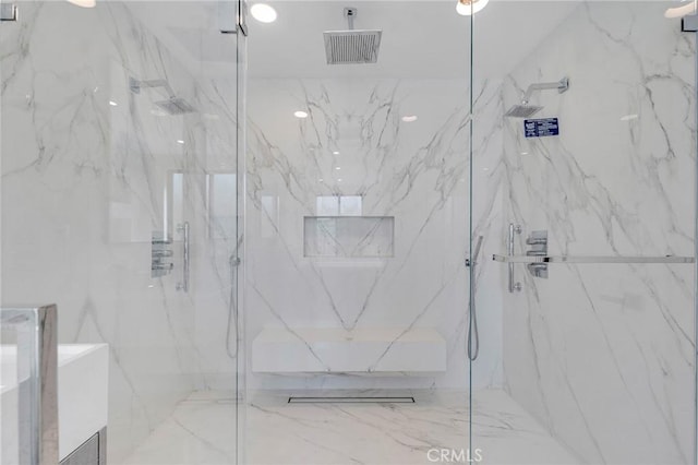 20500 Blairmoore St, Chatsworth, CA 91311 - full bathroom with a marble finish shower and marble finish flooring