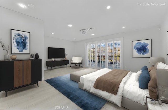 20500 Blairmoore St, Chatsworth, CA 91311 - bedroom featuring light wood-type flooring and recessed lighting