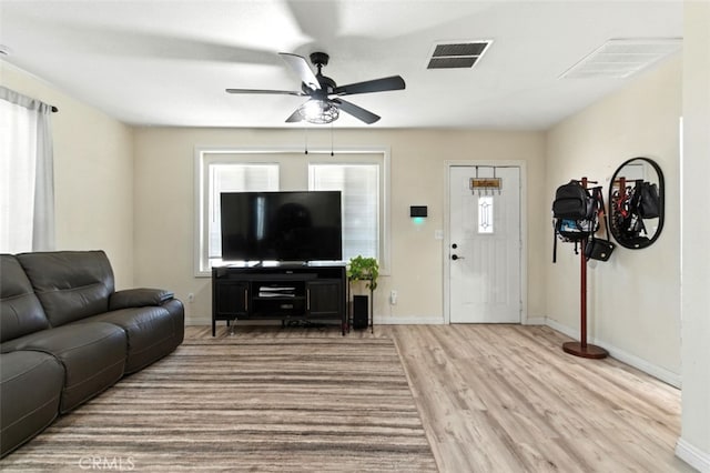 29246 Radio Rd, Barstow, CA 92311 - living area featuring ceiling fan and wood finished floors