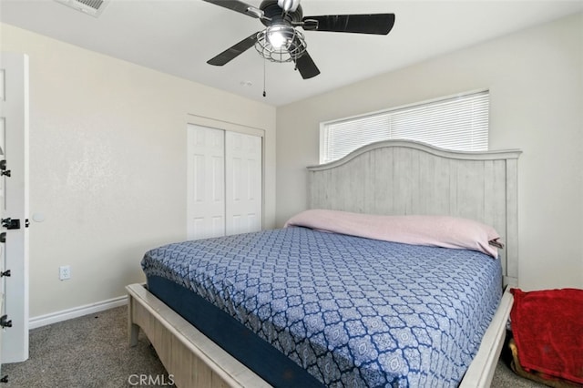 29246 Radio Rd, Barstow, CA 92311 - carpeted bedroom featuring a closet and a ceiling fan