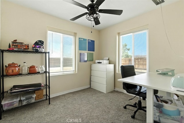 29246 Radio Rd, Barstow, CA 92311 - home office featuring carpet floors and a ceiling fan