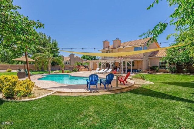4665 Northridge Dr, Palmdale, CA 93551 - view of pool featuring a pergola, a patio, and a fenced backyard